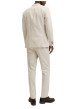 Thumbnail Veste blazer de costume en coton et lin mélangé beige uni avec une coupe slim - Image 4