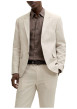 Thumbnail Veste blazer de costume en coton et lin mélangé beige uni avec une coupe slim - Image 5