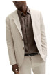 Thumbnail Veste blazer de costume en coton et lin mélangé beige uni avec une coupe slim - Image 6