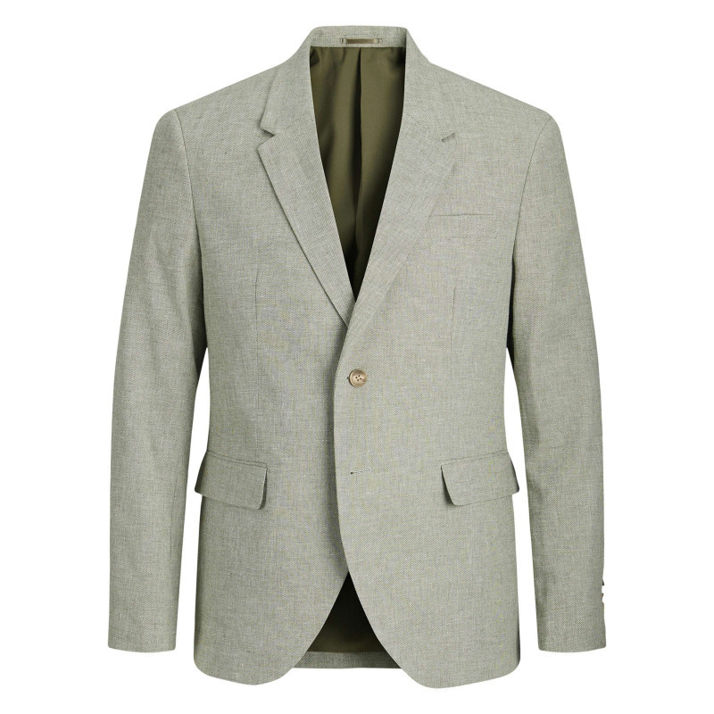 Premium By Jack & Jones - Veste Blazer De Costume En Coton Et Lin Mélangé Olive Uni Avec Une Coupe Slim - Vert