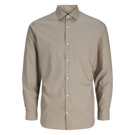 Chemise en coton biologique taupe unie avec une...