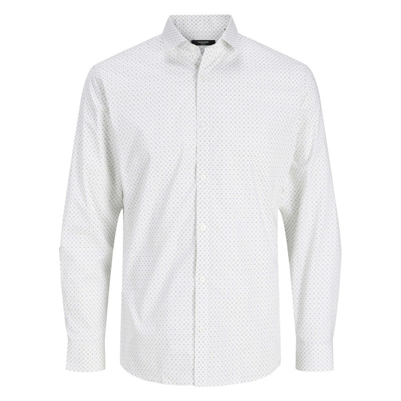 Premium By Jack & Jones - Chemise En Coton Blanche à Motifs Géométriques Imprimés Avec Une Coupe Slim - Blanc Premium By Jack & Jones - Chemise En Coton Blanche à Motifs Géométriques Imprimés Avec Une Coupe Slim - Blanc