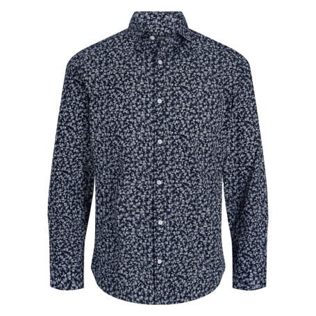 Chemise en coton bleu marine à motif floral...