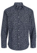 Thumbnail Chemise en coton bleu marine à motif floral imprimé avec une coupe slim