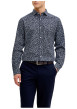 Thumbnail Chemise en coton bleu marine à motif floral imprimé avec une coupe slim - Image 2