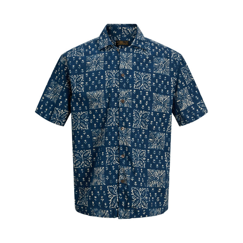 Premium By Jack & Jones - Chemise En Coton Marine à Motif Floral Imprimé Avec Une Coupe Droite - Bleu Foncé Premium By Jack & Jones - Chemise En Coton Marine à Motif Floral Imprimé Avec Une Coupe Droite - Bleu Foncé