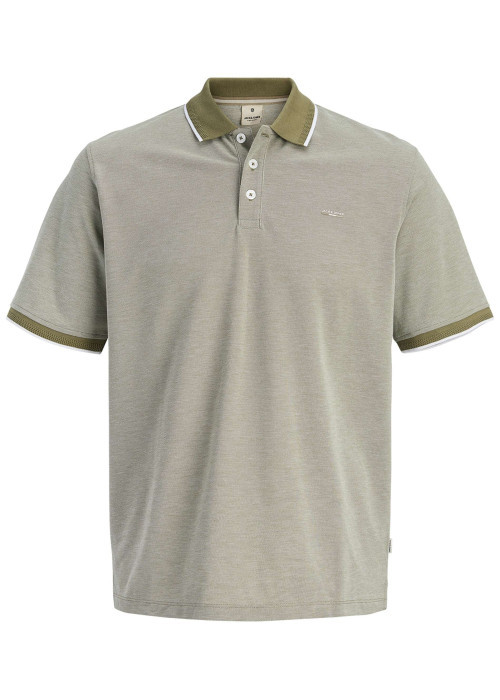 Polo olive uni en maille piquée avec une coupe droite et des manches courtes