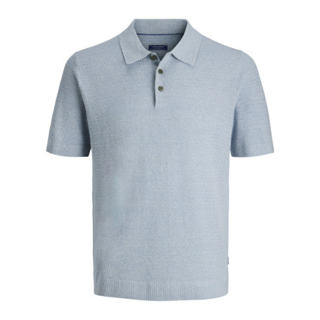 Polo en coton bleu ciel uni avec des manches...