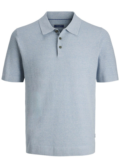 Polo en coton bleu ciel uni avec des manches courtes et une coupe droite
