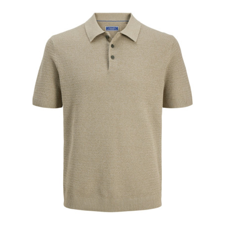 Polo en coton beige uni avec des manches...