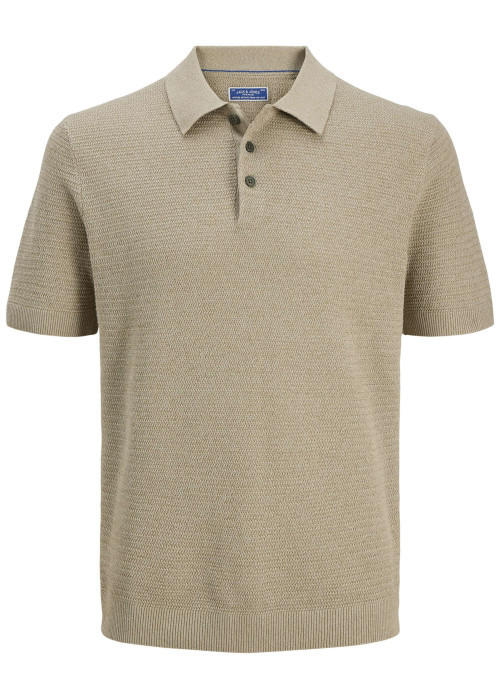 Polo en coton beige uni avec des manches courtes et une coupe droite