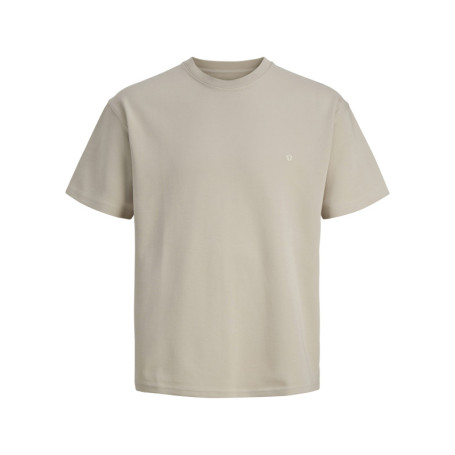 T-shirt beige uni basique avec une coupe droite...