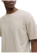 Thumbnail T-shirt beige uni basique avec une coupe droite et un col rond - Image 6