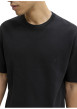 Thumbnail T-shirt noir uni basique avec une coupe droite et un col rond - Image 6