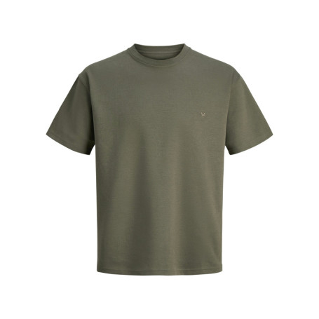 T-shirt olive uni basique avec une coupe droite...