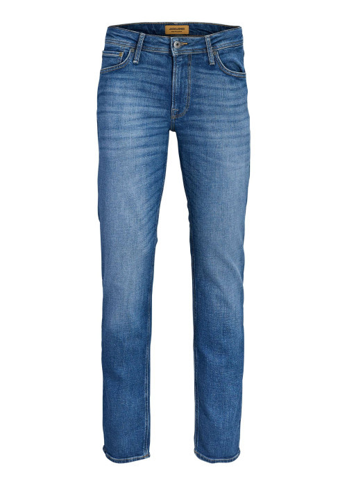 Jean Clark en coton bleu indigo délavé avec une coupe droite