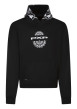Thumbnail Pull noir à motifs avec une coupe droite à capuche et à manches longues