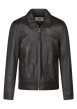 Thumbnail Blouson en cuir de mouton marron uni avec une coupe droite et un col à revers