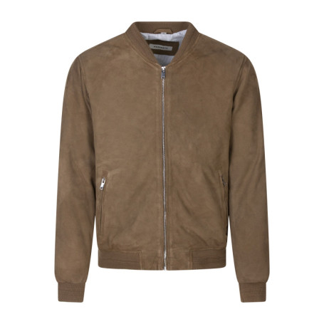 Blouson en cuir de mouton beige uni avec une...