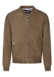 Thumbnail Blouson en cuir de mouton beige uni avec une coupe droite et un col rond