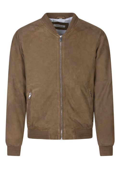 Blouson en cuir de mouton beige uni avec une...
