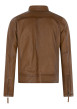 Thumbnail Blouson en cuir de mouton camel uni avec une coupe droite et un col rond - Image 2