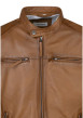 Thumbnail Blouson en cuir de mouton camel uni avec une coupe droite et un col rond - Image 3
