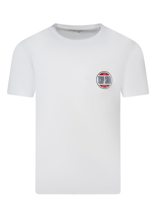 T-shirt en coton blanc uni avec une coupe droite et un col rond
