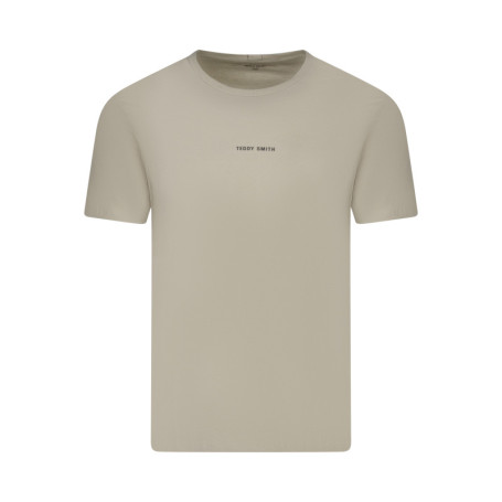 T-shirt en coton beige uni avec une coupe...