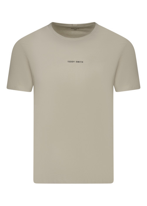T-shirt en coton beige uni avec une coupe...