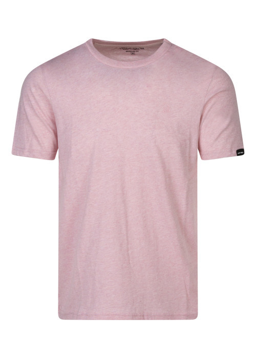 T-shirt rose uni à logo avec une coupe droite et un col rond
