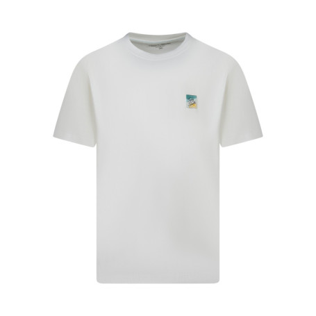 T-shirt en coton blanc à imprimé avec une coupe...