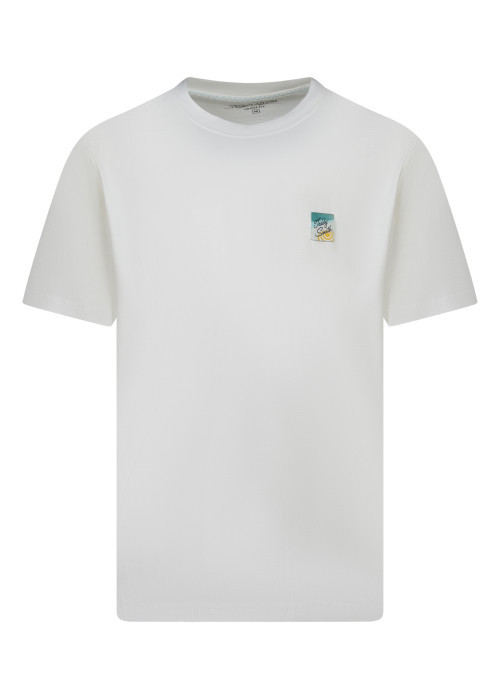 T-shirt en coton blanc à imprimé avec une coupe...