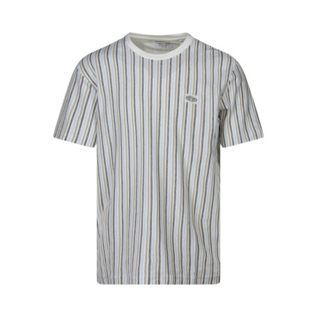 T-shirt en coton blanc à rayures avec une coupe...