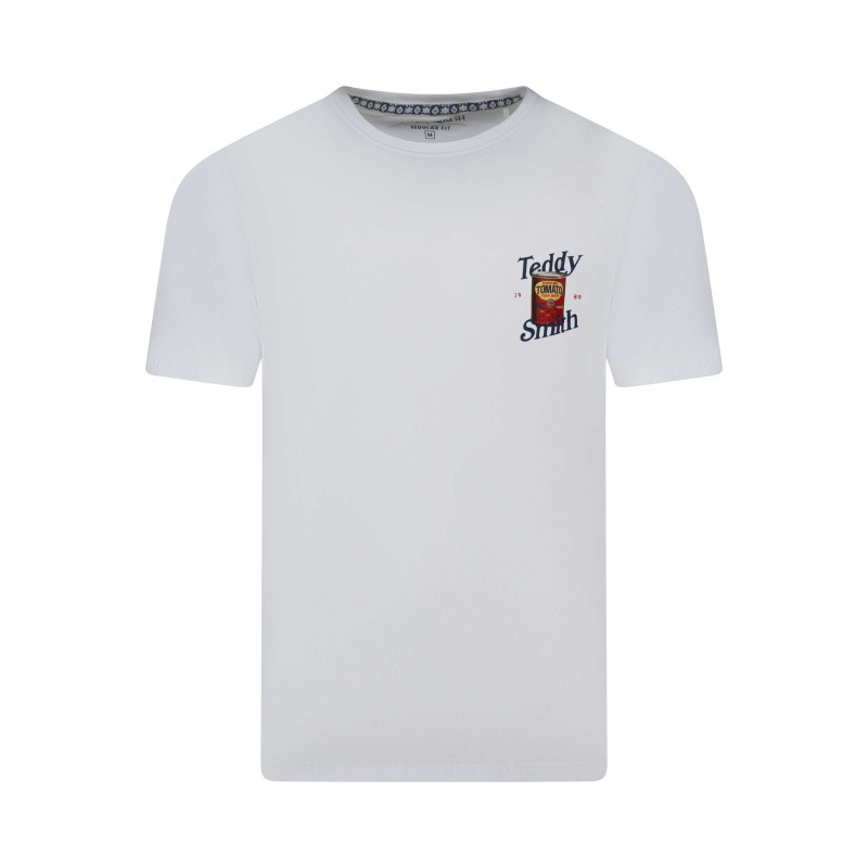 Teddy Smith - T-shirt En Coton Blanc Uni Avec Une Coupe Droite Et Un Imprimé Dans Le Dos - Blanc Teddy Smith - T-shirt En Coton Blanc Uni Avec Une Coupe Droite Et Un Imprimé Dans Le Dos - Blanc