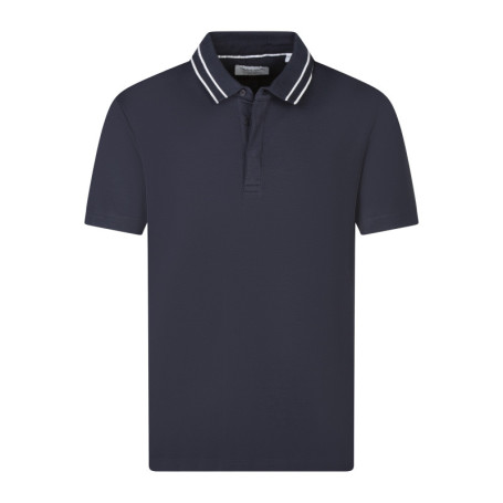 Polo en coton bleu foncé uni avec une coupe...