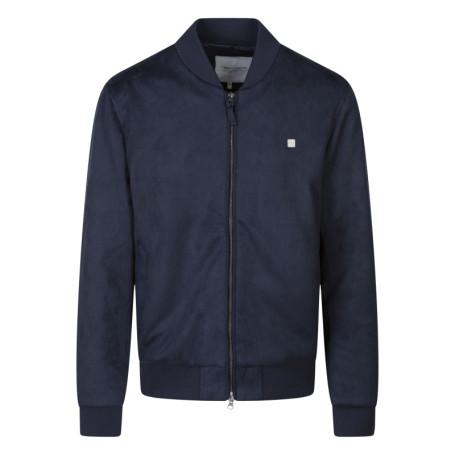 Blouson bleu foncé uni avec une coupe ajustée...