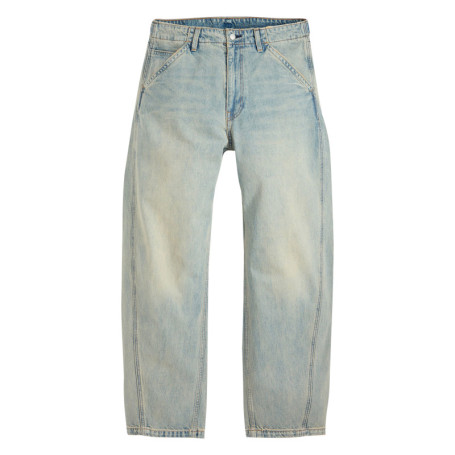 Jean baggy en coton bleu aspect délavé pourvu...
