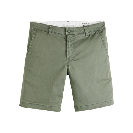 Short chino kaki à coupe droite pourvu du patch...