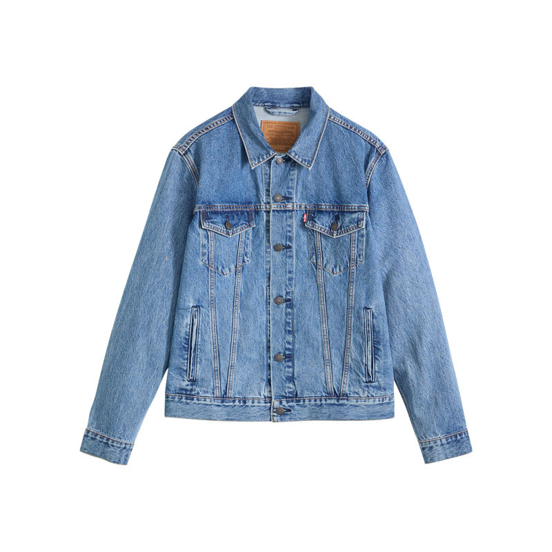 Levi's® - Veste En Coton Bleu à Coupe Ajustée Pourvu D'un Col à Revers - Bleu