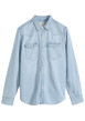 Thumbnail Chemise en coton stone à coupe droite pourvue d'un col à revers