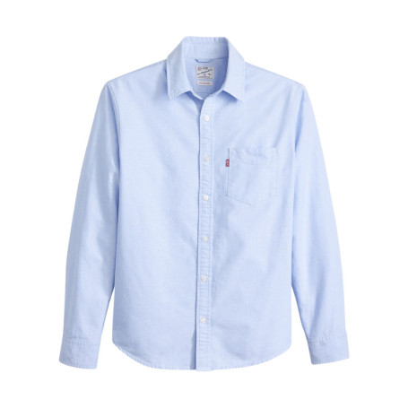 Chemise en coton ciel à coupe droite pourvue...