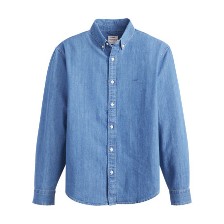 Chemise en coton bleue à coupe droite pourvue...