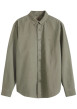 Thumbnail Chemise en coton kaki à coupe droite pourvue d'une col boutonné