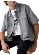 Thumbnail Chemise en coton blanche et noire unie avec une coupe droite et un col à revers - Image 10