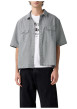 Thumbnail Chemise en coton blanche et noire unie avec une coupe droite et un col à revers - Image 11