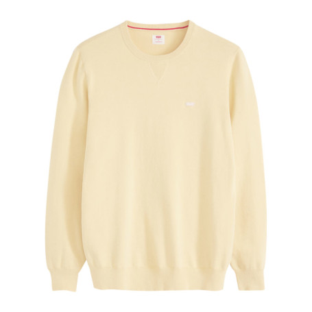 Pull en coton mélangé jaune à coupe droite...