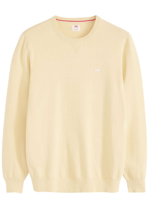 Pull en coton mélangé jaune à coupe droite pourvu d'un col rond