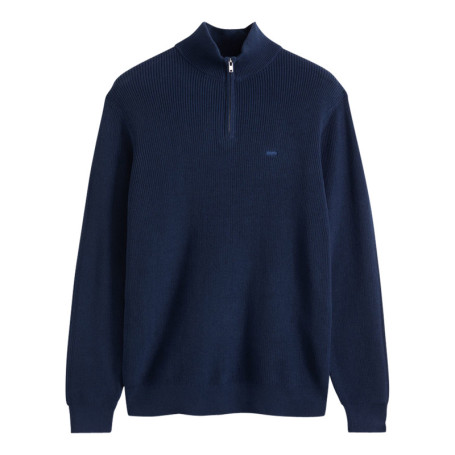 Pull en coton marine à coupe droite pourvu d'un...