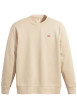 Thumbnail Pull en coton beige à coupe droite pourvu d'un col rond côtelé